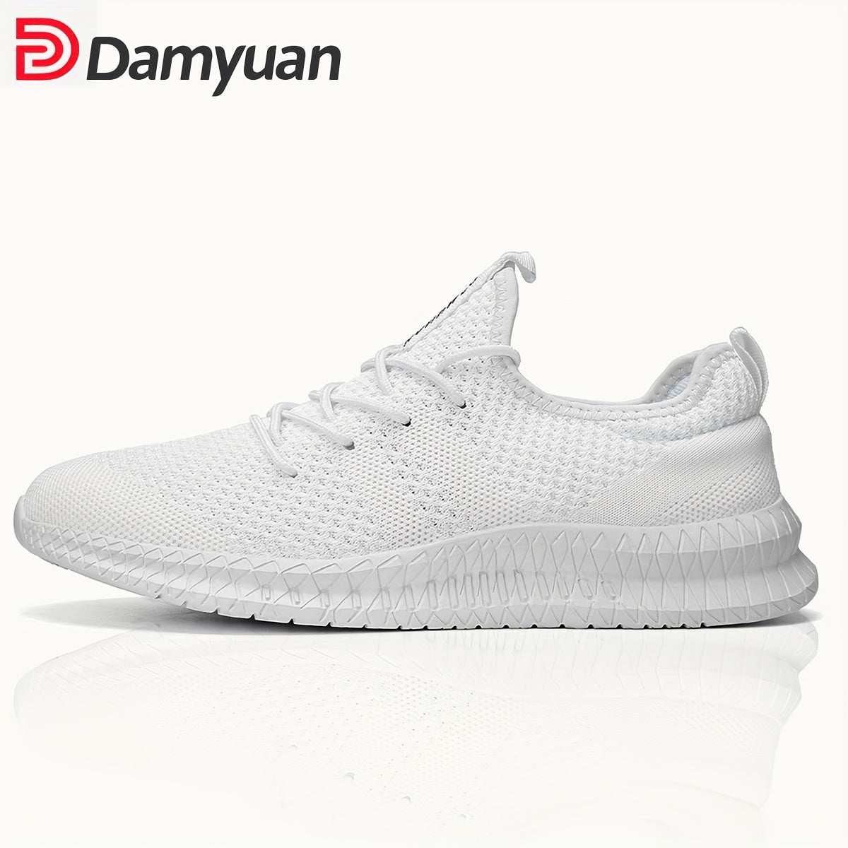 Men's Casual Solid Color Breathable Mesh Shoes - Anti-Skid Lace-Up Walking Sneakers