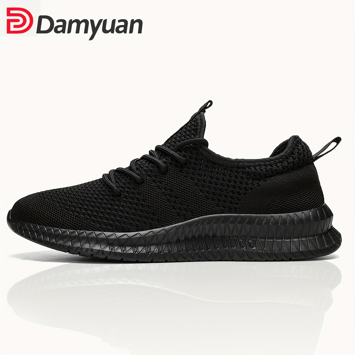 Men's Casual Solid Color Breathable Mesh Shoes - Anti-Skid Lace-Up Walking Sneakers